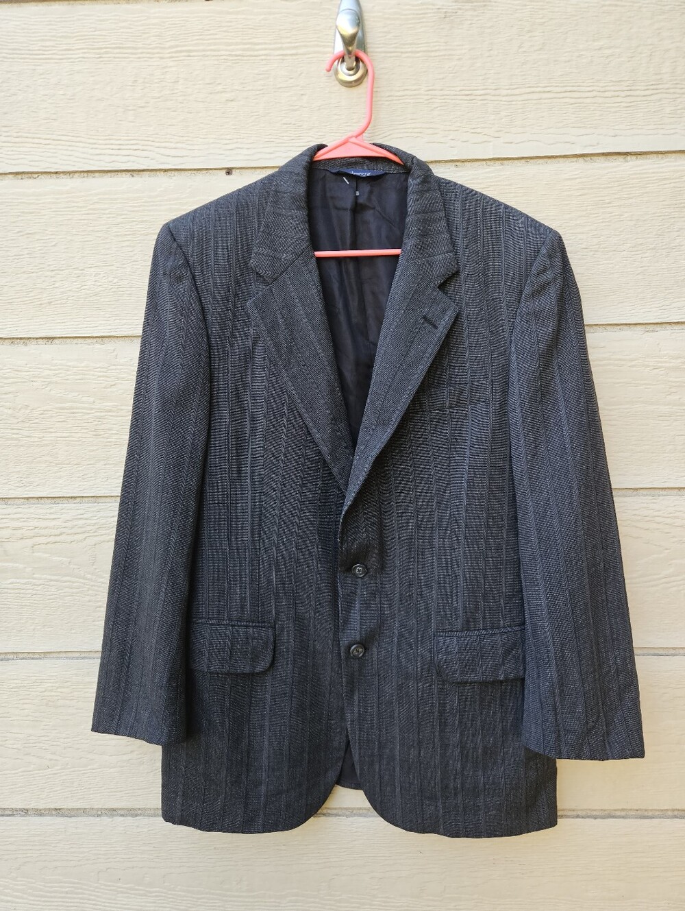 vintage Burberry's charcoal gray striped sport coat SEE MEASUREMENTS